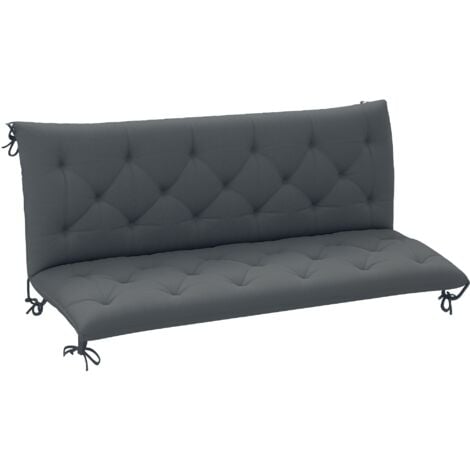 Outsunny 2/3 Seater Garden Bench Cushion Outdoor Seat Pad with Ties Dark Grey