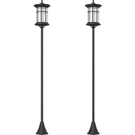 Outsunny 2 farolas solares exterior luces solares exterior con panel solar encendido automático y marco de acero inoxidable impermeable IP44 negro