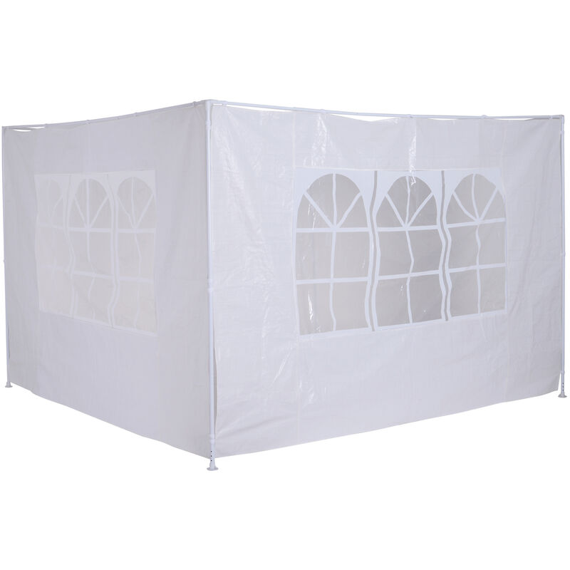 

2 Paredes Parte Laterales de Carpa 3x3m 3x6m Lado Parasol de Gazebo Ventanas PE Blanco - Blanco