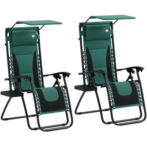 Outsunny 2 Pcs Zero Gravity Lounger Chair, Folding Reclining Chair, Green