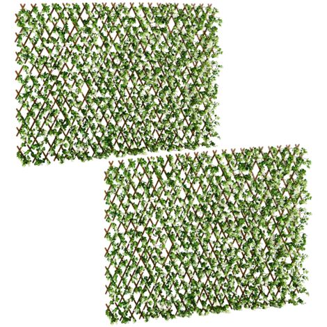 Outsunny 2 Pieces Decorative Trellis with Artificial Leaves, 2m x 1m, Eucalyptus