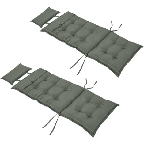 Outsunny 2 Pieces Patio Chair Cushion Set, High Back Seat Pads with Pillow, Grey