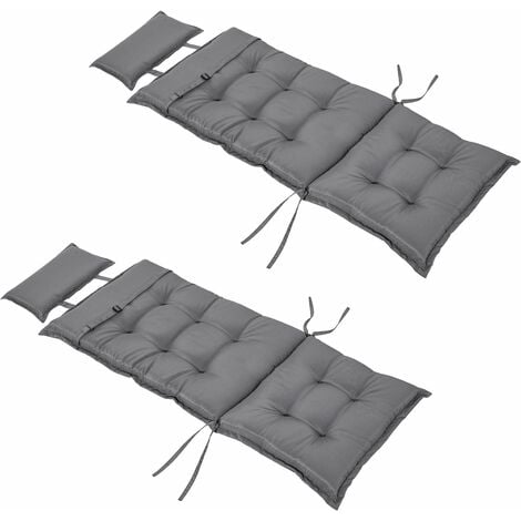 Outsunny 2 Pieces Patio Chair Cushion Set, High Back Seat Pads with Pillow, Grey
