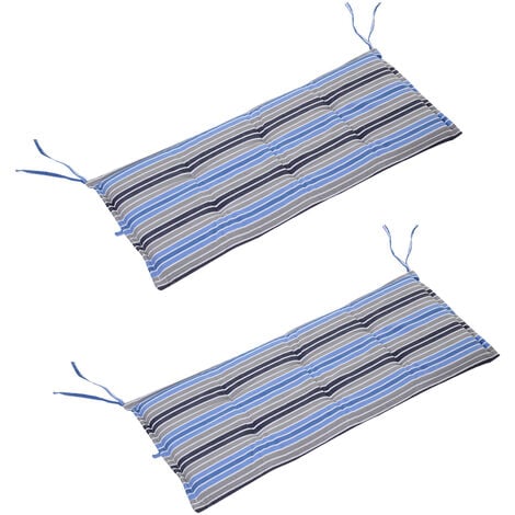 Outsunny 2 Pieces Replacement Cushions for Garden Bench, with Strips Blue Stripe