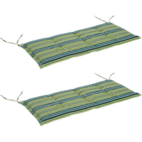 Outsunny 2 Pieces Replacement Cushions for Garden Bench, with Strips Green Stripe