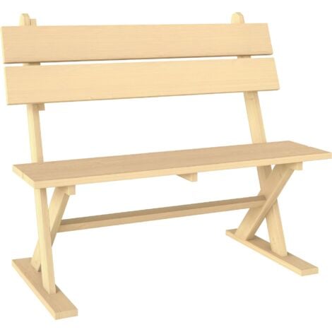 Outsunny 2 Seater Wooden Garden Bench Outdoor Loveseat with Back, Natural