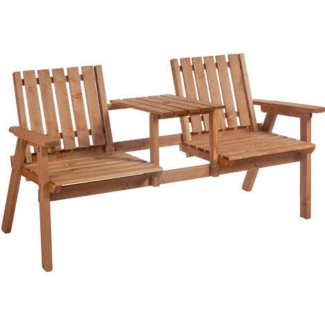 Outsunny 2-Seater Wooden Garden Bench Patio Antique Loveseat with Armrest Orange