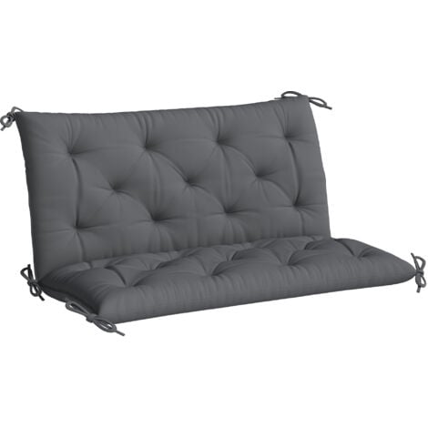 Outsunny 2 Sitzer Bankauflage 100 x 98 x 8 cm Sitzkissen mit Bändern Rückenkissen für Indoor/Outdoor Polster Auflage für Sitzbank Gartenbank Gartenmöbel Hollywoodschaukeln Dunkelgrau