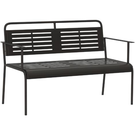 Outsunny 2-Sitzer Gartenbank, Sitzbank mit Lamellen-Design, wasserabweisend Gartenmöbel mit Rücken- & Armlehnen, Parkbank 240kg belastbar, Balkonbank für Terrasse, Garten, 121 x 64 x 84cm, Schwarz