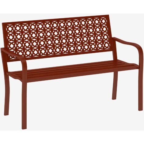 Outsunny 2-Sitzer Gartenbank, wetterfest Sitzbank, Gartenmöbel mit Rücken- & Armlehnen, Parkbank 240kg belastbar, Balkonbank für Balkon Terrasse, Garten, 127 x 63 x 85cm, Rot