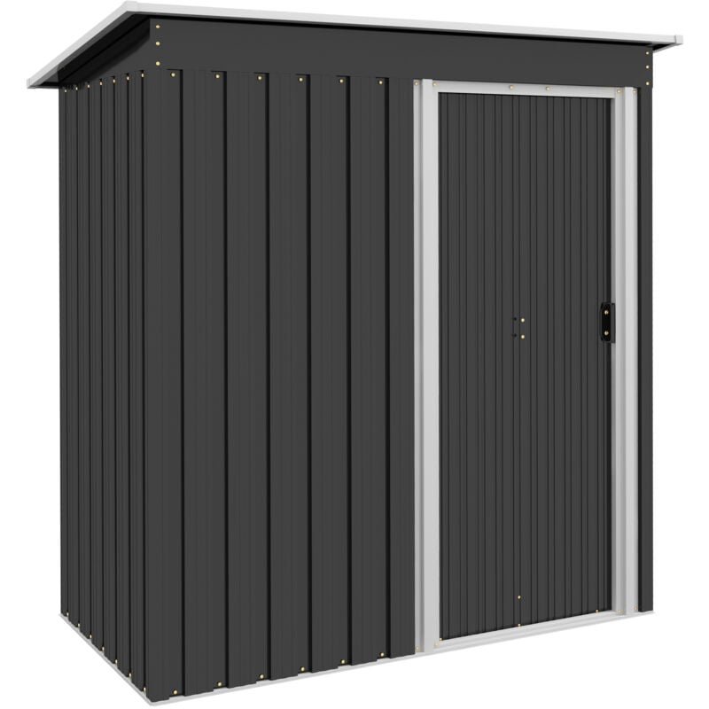 Outsunny - 5 x 3ft Garden Storage Shed Sliding Door Sloped Roof Tool Black - Black