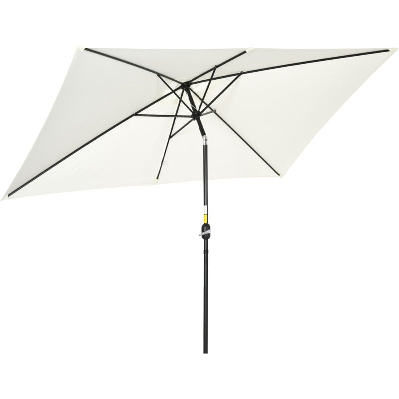 Outsunny 2 x 3m Tilt Parasol Sun Umbrella Garden Sunshade Aluminium - Cream White