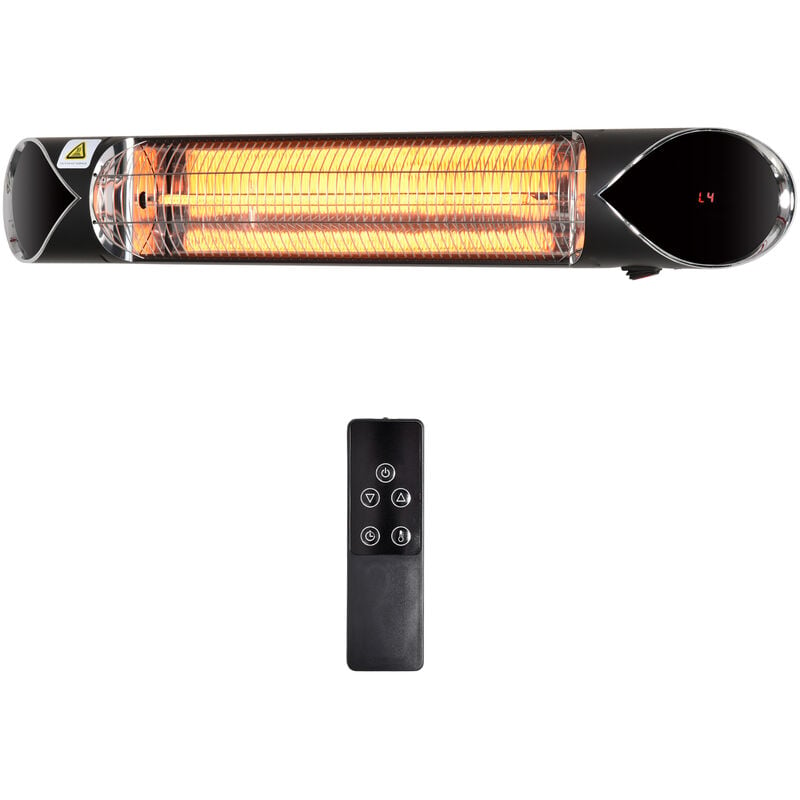 2000W Electric Infrared Patio Heater Wall Mounted Carbon Fibre Heater with Remote Control, 4 Heat Settings, 24-Hour Timer for Indoor Outdoor, Black