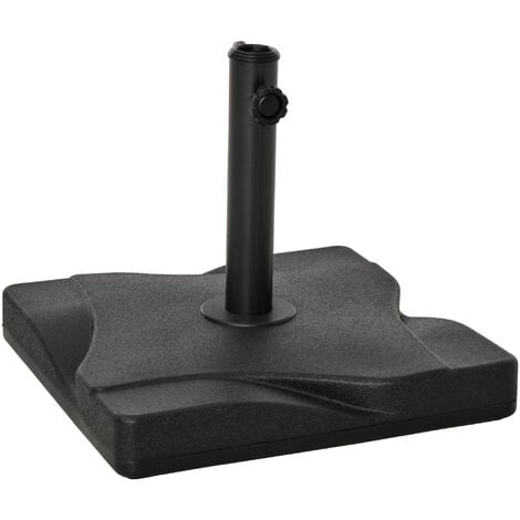 Outsunny 20KG Square Patio Parasol Base, Fits Φ32mm,Φ38mm,Φ48mm Pole - Black