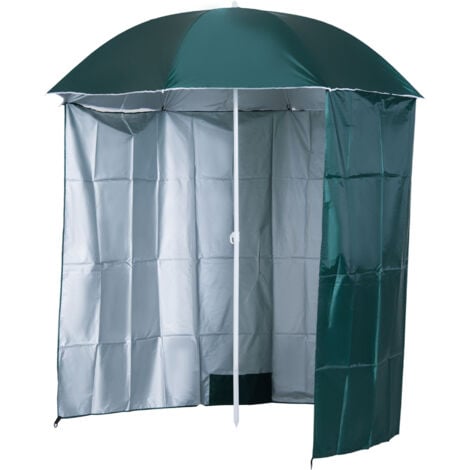 Outsunny  2.2M Outdoor Parasol Fishing Umbrella Beach Sun Shelter w/ Carry Bag Green