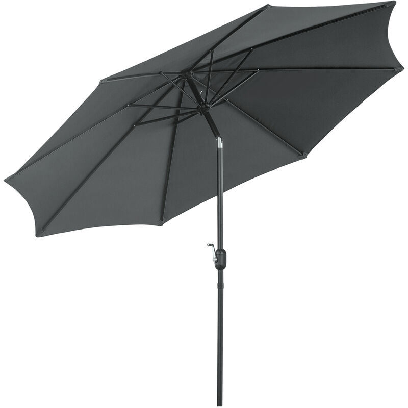 3m Parasol Patio Umbrella, Outdoor Sun Shade with Tilt and Crank Handle for Balcony, Bench, Garden, Dark Grey - Outsunny