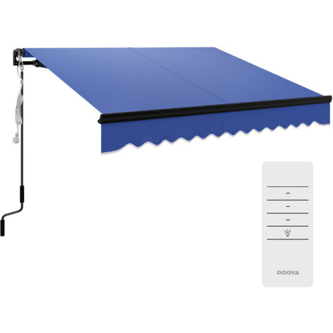 Outsunny 2.5 x 2m Electric Awning with LED Light and Remote Controller Blue