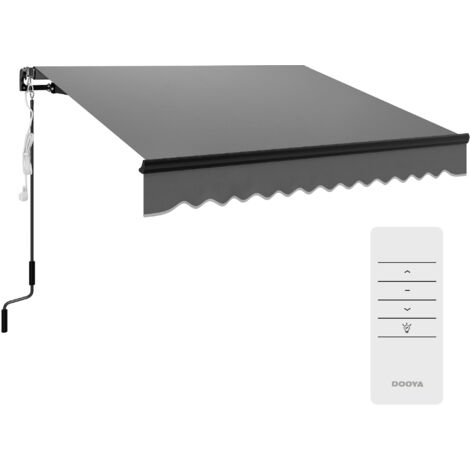 Outsunny 2.5 x 2m Electric Awning with LED Light and Remote Controller Grey