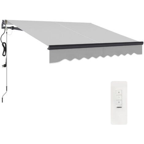Outsunny 2.5 x 2m Electric Retractable Awning w/ Aluminium Frame Light Grey