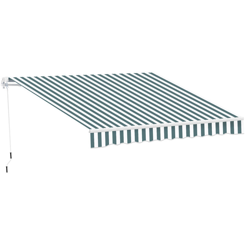 2.5 x 2m Manual Retractable Awning Sunshade w/ Winding Handle - Green and White - Outsunny