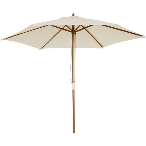 main image of "Outsunny 2.5m Wood Wooden Garden Parasol Sun Shade Patio Outdoor Umbrella Canopy New(Beige)"