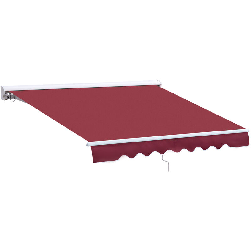 Outsunny 2.5x2m Electric On-Wall Awning w/ LED Strip Remote Handle Wine Red