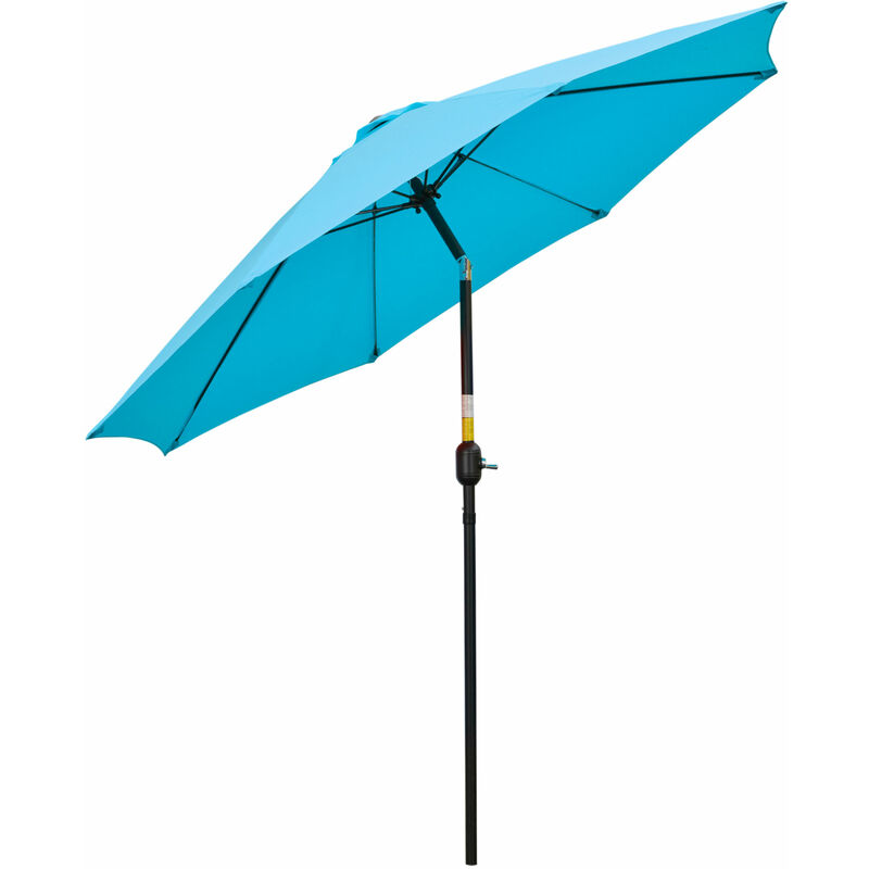 Outsunny - 2.6M Patio Umbrella Outdoor Sunshade Canopy w/ Tilt and Crank Blue