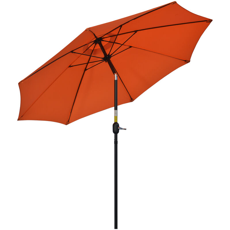 Outsunny - 2.6M Patio Umbrella Outdoor Sunshade Canopy w/ Tilt and Crank Orange