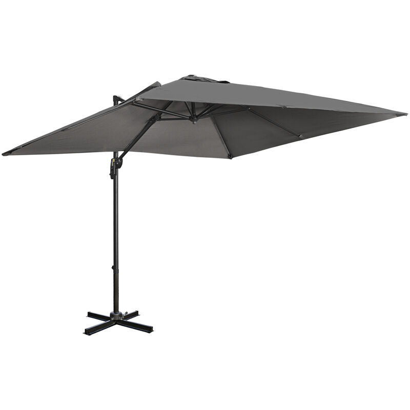 2.7 x 2.7 m Cantilever Parasol Garden Umbrella w/ Cross Base Dark Grey - Outsunny