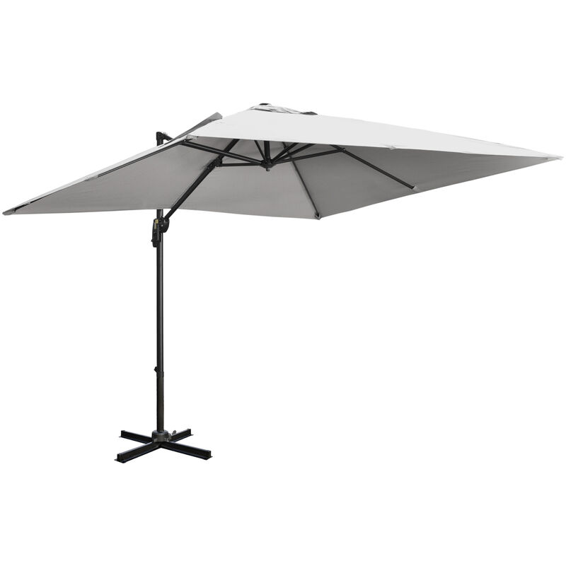 2.7 x 2.7 m Cantilever Parasol Garden Umbrella w/ Cross Base Grey - Outsunny