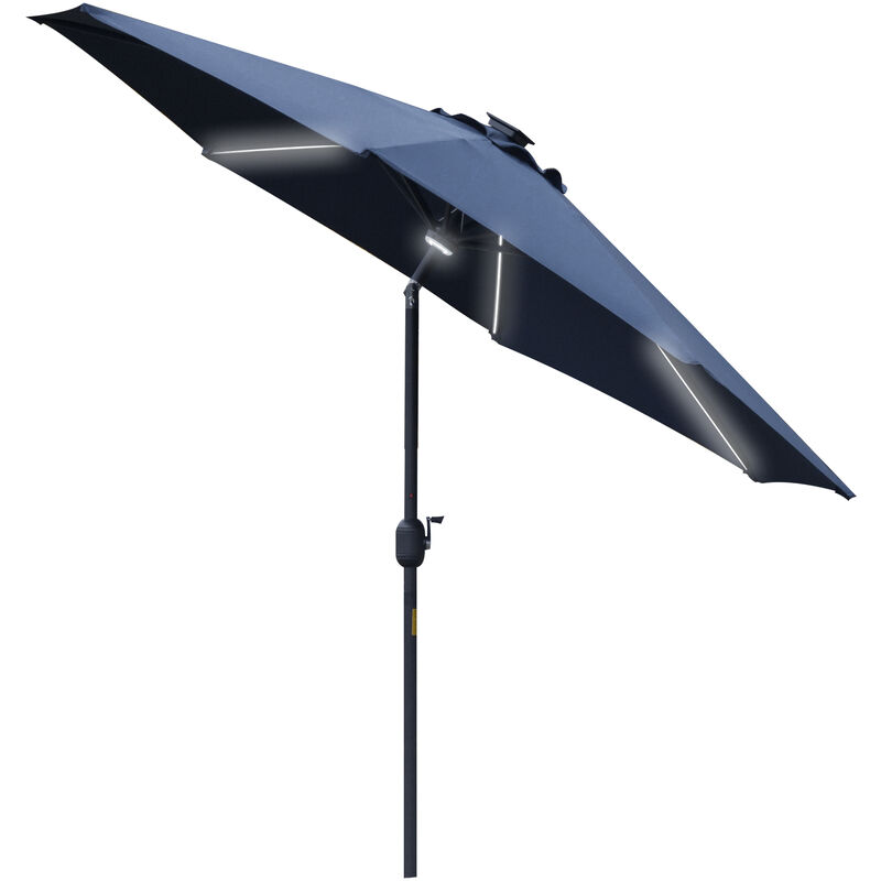 2.7m LED Light & Lamp Garden Parasol Patio Sun Umbrella Shield Blue - Outsunny
