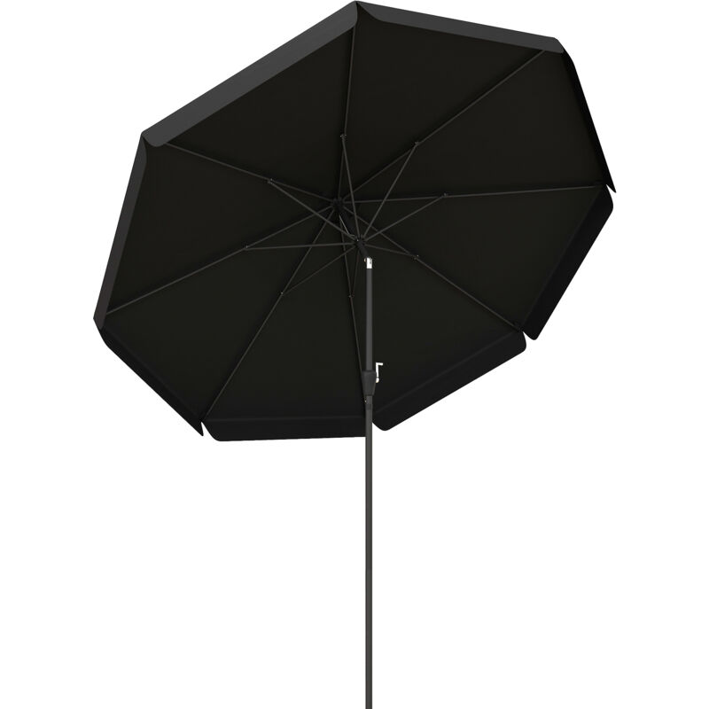 Outsunny - 2.7m Patio Umbrella Garden Parasol with Crank, Ruffles, 8 Ribs Black