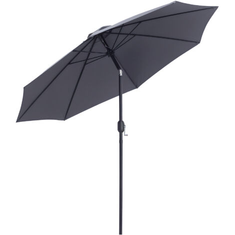 Outsunny 2.7M Patio Umbrella Outdoor Sunshade Canopy w/ Tilt and Crank Charcoal grey