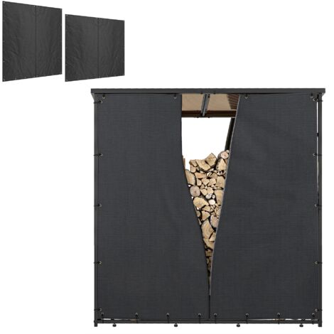 Outsunny 2er-Set  Kaminholzregal Abdeckung Abdeckplane für Brennholzregal 600D Oxford Wasserdicht Holzregalabdeckung Aussen Schutzhülle wetterfeste Schutzabdeckung für Holzregale 176 x 163/175 cm