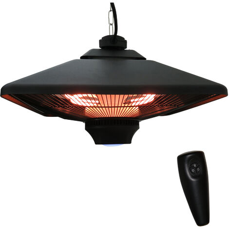 main image of "Outsunny 2kw Outdoor Ceiling Mounted Aluminium Halogen Heater LED w/ Remote Control"
