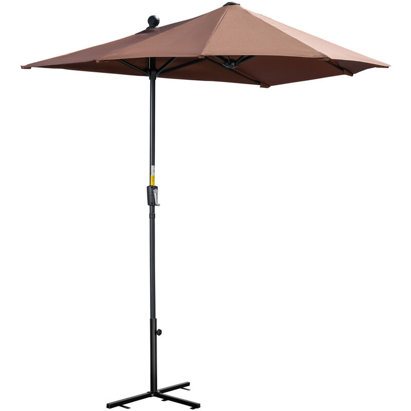 2m Half Garden Parasol Market Umbrella w/ Crank Handle - Outsunny