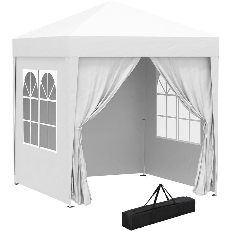 2 x 2m Garden Pop Up Gazebo Party Tent Wedding w/ Carrying Case - White - Outsunny