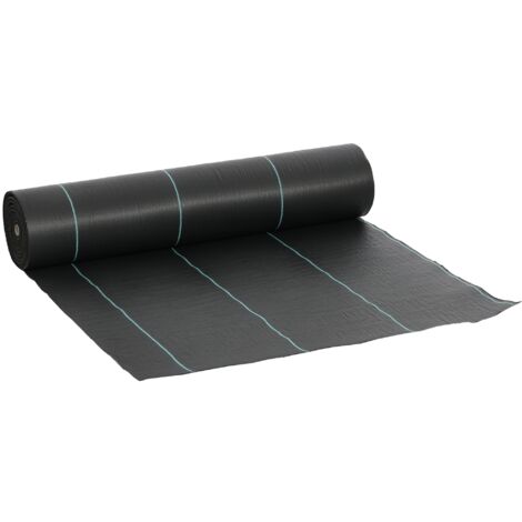 Outsunny 2m x 90m Weed Control Membrane, Heavy Duty Weed Control Barrier Fabric, 90gsm Ground Cover for Patios, Garden, Flower beds, Landscaping