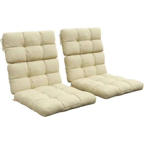 Outsunny 2pc Outdoor Seat Cushions Water Repellent Seat Pads with Backrest and Ties Beige