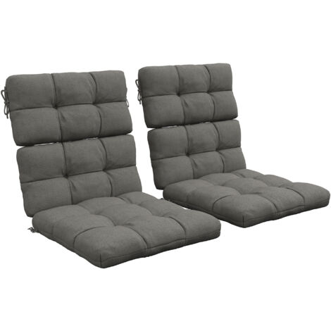 Outsunny 2pc Outdoor Seat Cushions Water Repellent Seat Pads with Backrest and Ties Grey