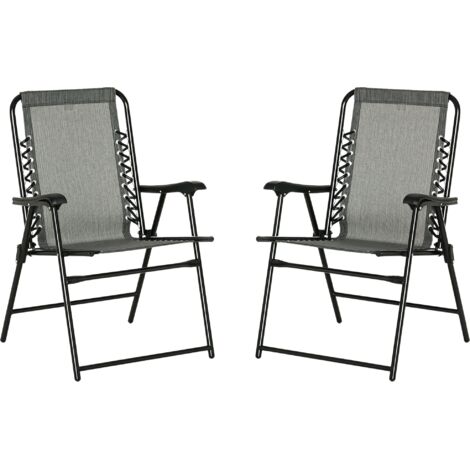Outsunny 2Pcs Outdoor Patio Folding Chairs, Portable Garden Loungers Grey