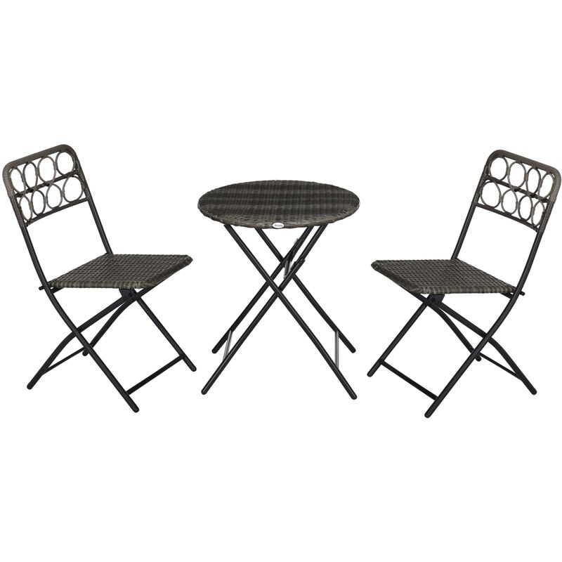 Outsunny - 3 pcs Folding Rattan Wicker Bistro Set