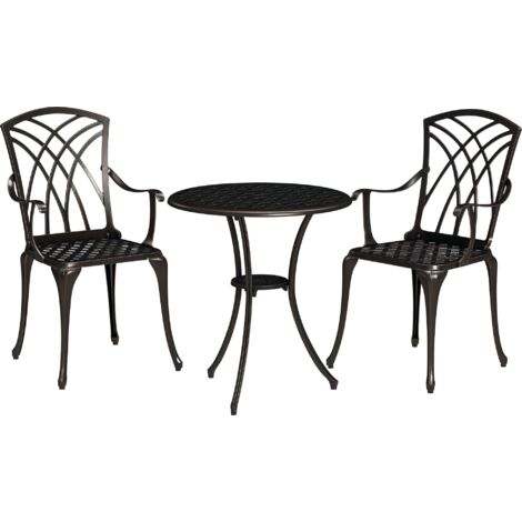 Outsunny 3 PCs Garden Bistro Set Outdoor Garden Furniture Set w/ Umbrella Hole