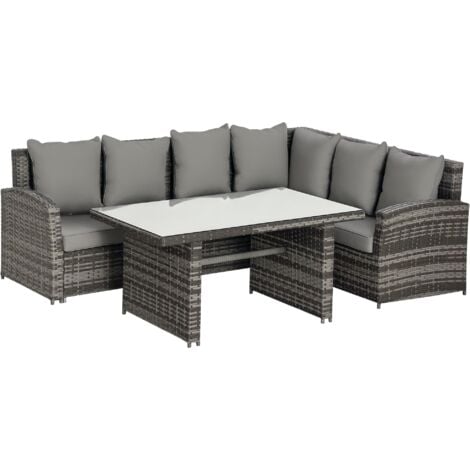 Outsunny 3 PCS Outdoor All Weather Rattan Dining Sets Furniture Garden Garden
