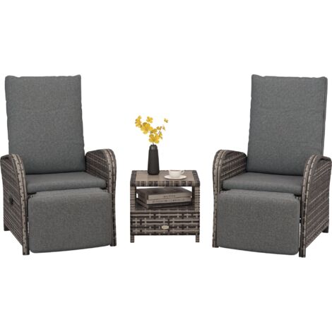 Outsunny 3 PCs Rattan Chaise Lounge Sofa Set w/ Cushion for Patio Yard Porch Brown