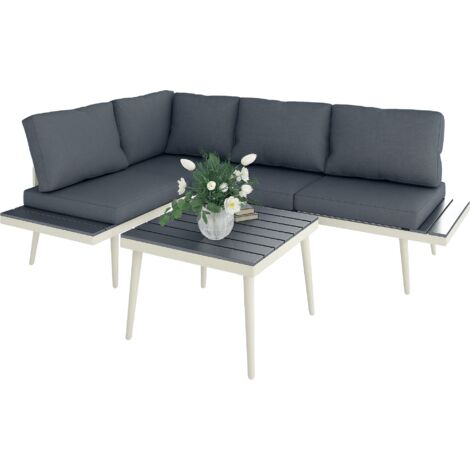 Outsunny 3 Piece Garden Furniture Set with 5-Level Adjustable Lounger, Grey