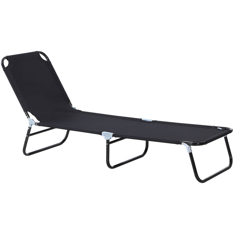 3-Position Adjustable Sun Lounger Portable Folding Recliner Pool Black - Outsunny