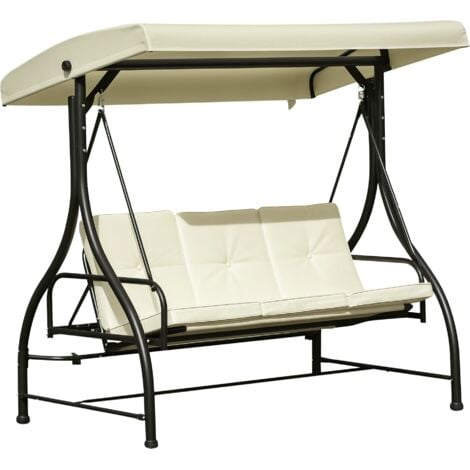 Outsunny 3 Seater Canopy Swing Chair Porch Hammock Bed Rocking Bench