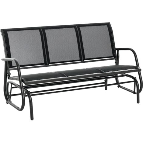 Outsunny 3-Sitzer Schaukelstuhl Gartenbank mit Schaukelmechanismus Gartenschaukel Sitzbank aus Metall Parkbank bis 300 kg belastbar Gartenmöbel für Garten, Terrasse, 147 x 70 x 85 cm Dunkelgrau