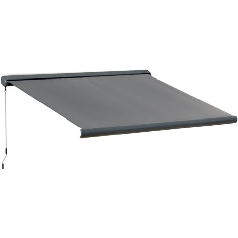 Outsunny 3 x 2.5m Electric Awning with Remote Controller, Aluminium Frame DIY Retractable Awning, UV50+ Sun Shade Canopy for Garden Patio Deck Door Window, Grey